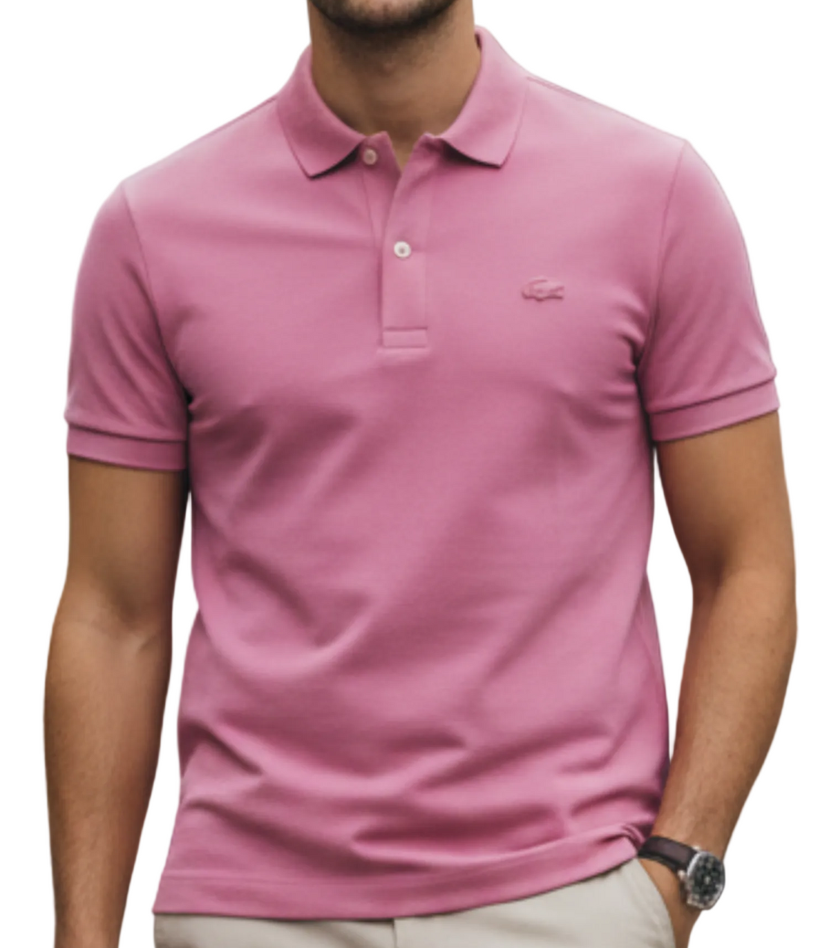 L.a.C.O-S.T.E. Classic Fit Paris Stretch Pique Polo Shirt Pink