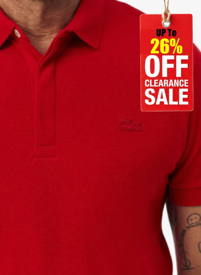 L.a.C.O.S-T.E. Classic Fit Paris Stretch Pique Polo Shirt Red
