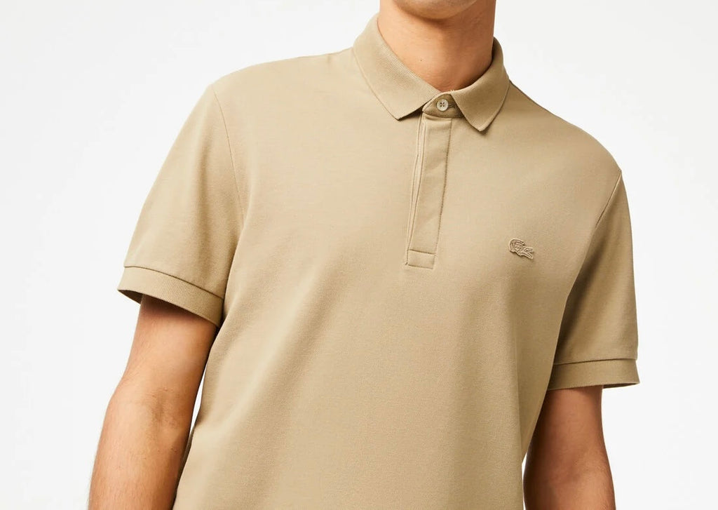 L.a.C.O-S.T.E. Regular Fit Paris Stretch Pique Polo Shirt Biege