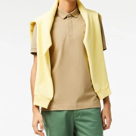 L.a.C.O-S.T.E. Regular Fit Paris Stretch Pique Polo Shirt Biege