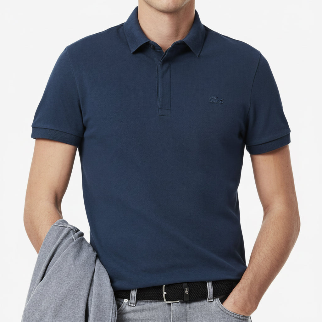 L.a.C.O-S.T.E P.O.L.O shirt Slim Fit Paris Stretch Pique Polo Shirt Navy Blue