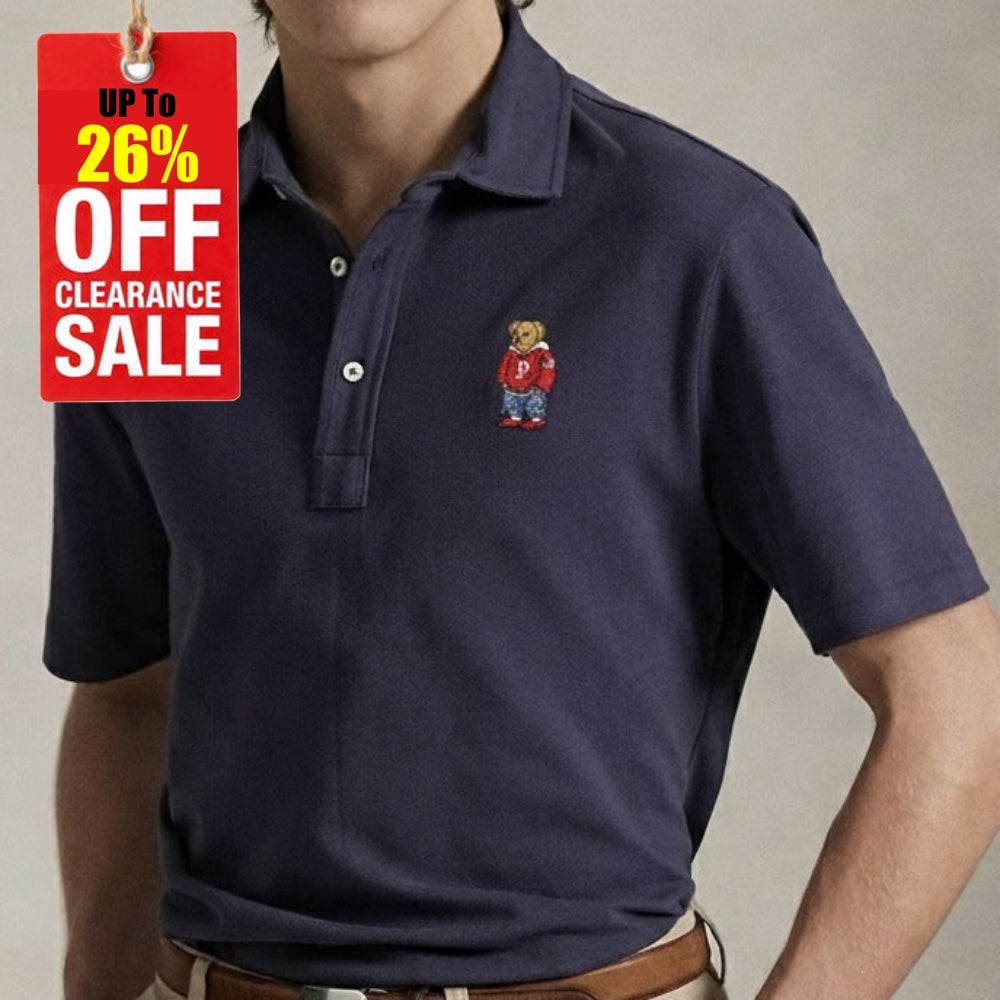 P.O.L.O R.A.L.P.H L.A.U.R.E.N Custom Fit Polo Bear Mesh Polo Shirt Navy
