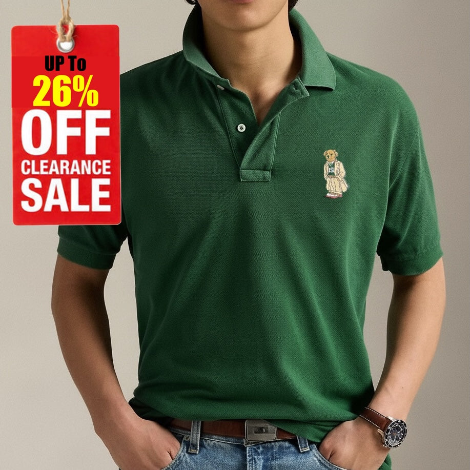 P.O.L.O R.A.L.P.H L.A.U.R.E.N Custom Fit Polo Bear Mesh Polo Shirt Green