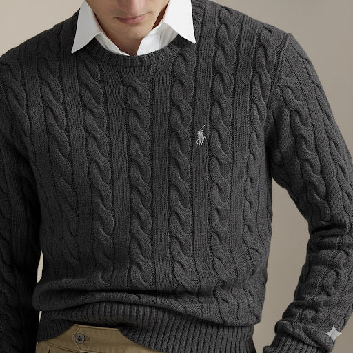 Polo Ralph Lauren Cable Knit Gray Pullover Original Egypt