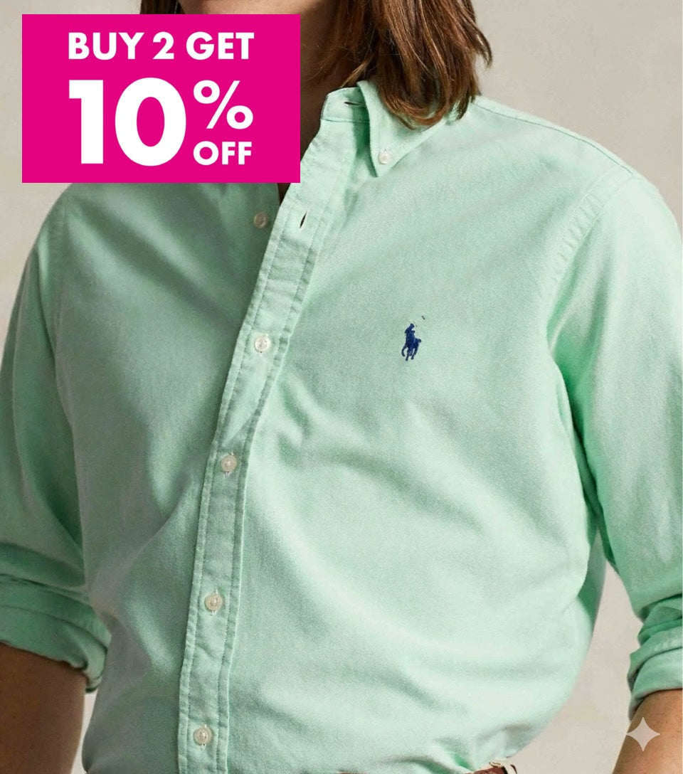 P.o-L.O R.A-L.P.H L.A.U-R.E.N Garment-Dyed Oxford Shirt Custom Fit Mint