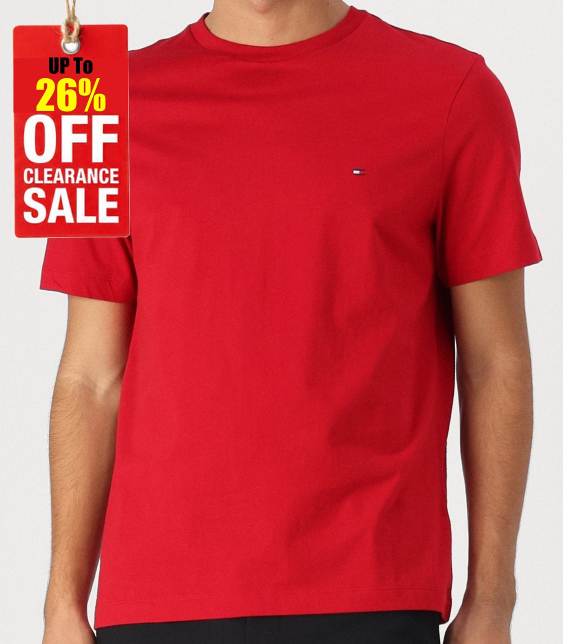 T.o.M.M-Y H.I.L.F.I.G-E.R Men's Crewneck Flag T-Shirt Red