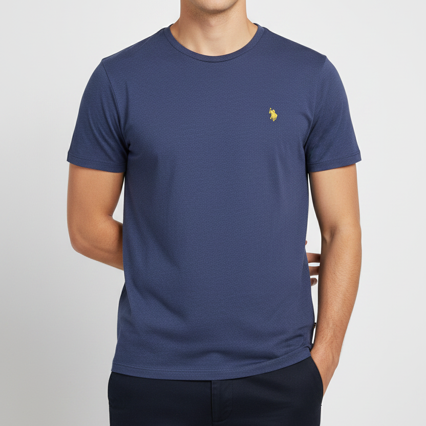 U.s- P.o.l.o. A.s.s.n. Men's Round Neck Short sleeve T-Shirt Dark heather blue