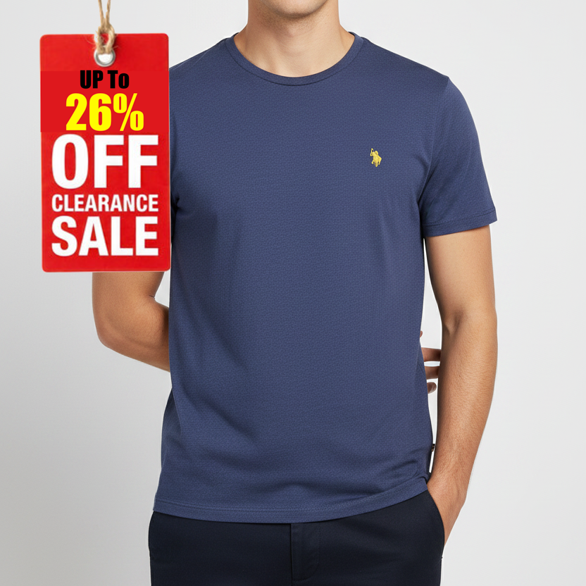 U.s P.O-L.O A.S.S.N. Round Neck Short sleeve T-Shirt Dark Heather Blue