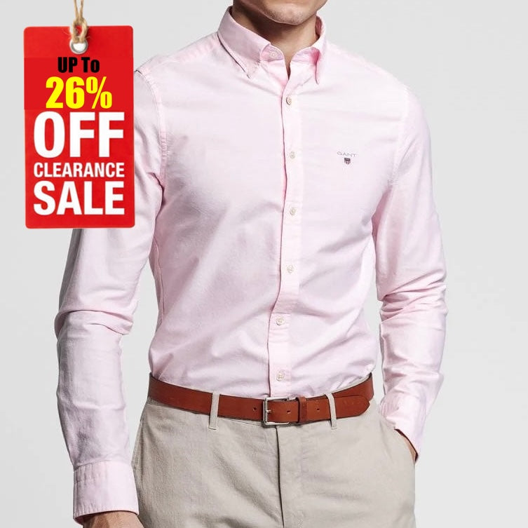 G.a.N-T. Oxford Shirt Regular Fit Shirt Long Sleeves Light Pink - logo on chest