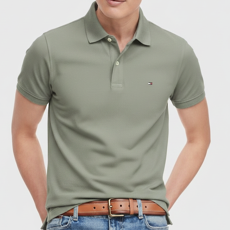 T.O.M.M.Y H.I.L.F.I.G.E.R Polo THE ORIGINAL FITTED PIQUE SS RUGGER Green Petrol