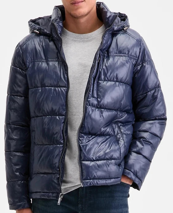 M.i-c.H.a.e.l K.O-r_s AIRDRIE SHINY PUFFER JACKET Chest Pocket - Winter jacket - Midnight Blue (Removable Hood)