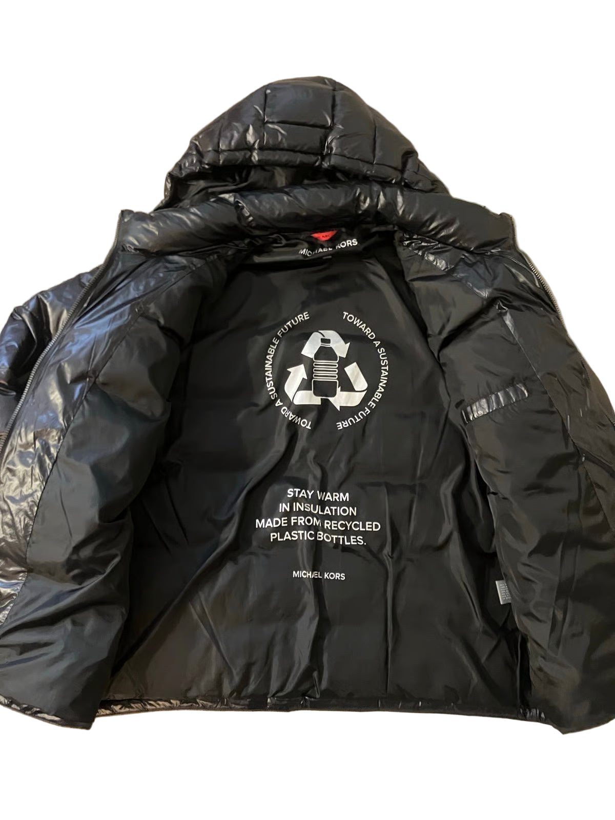 M.i-c.H.a.e.l K.O-r_s AIRDRIE SHINY PUFFER JACKET Chest Pocket - Winter jacket - Black (Removable Hood)
