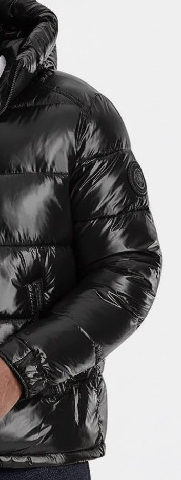 M.i-c.H.a.e.l K.O-r_s AIRDRIE SHINY PUFFER JACKET Chest Pocket - Winter jacket - Black (Removable Hood)
