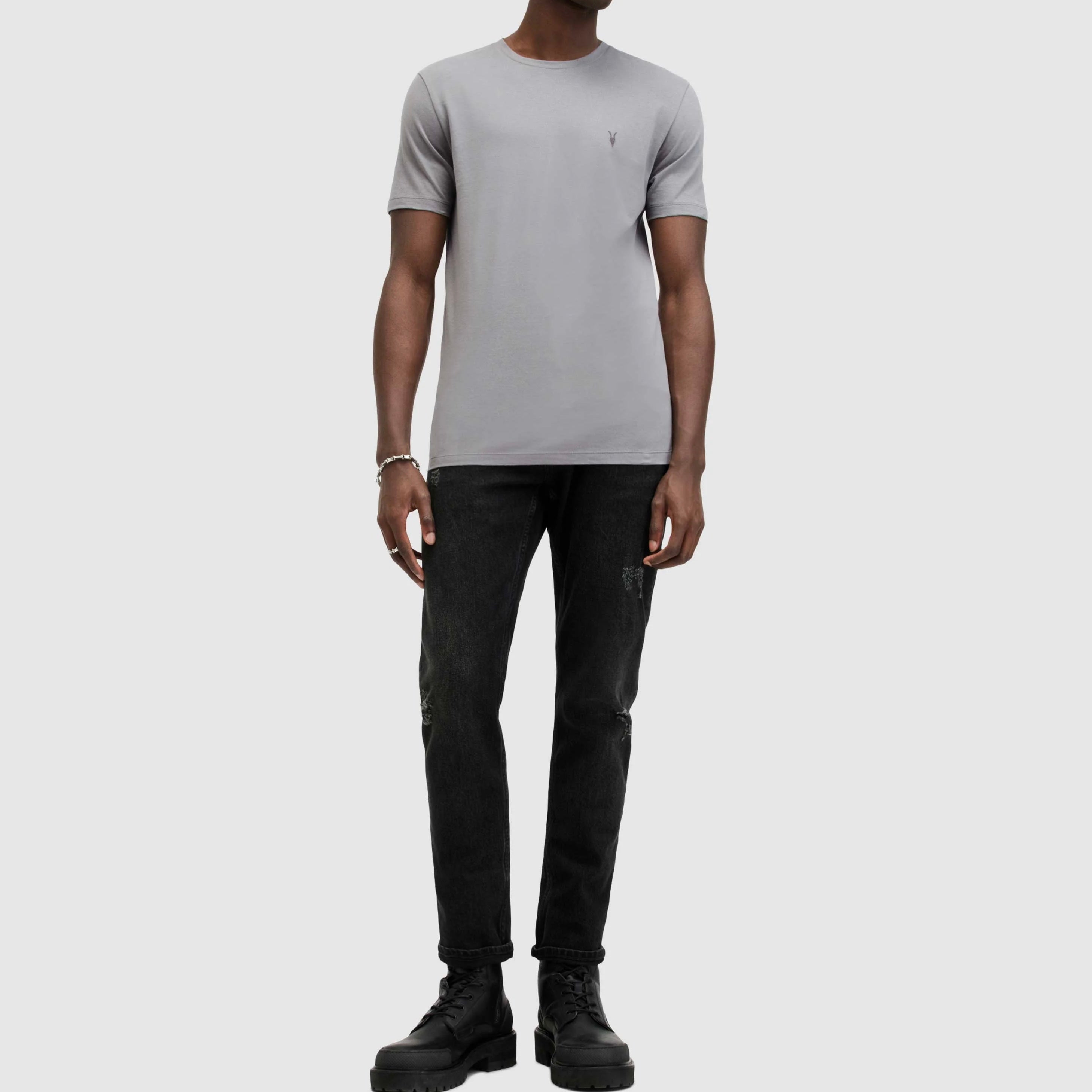 A.l.l.S.a.i.n.t.s Brace Brushed Cotton Crew Neck Gray