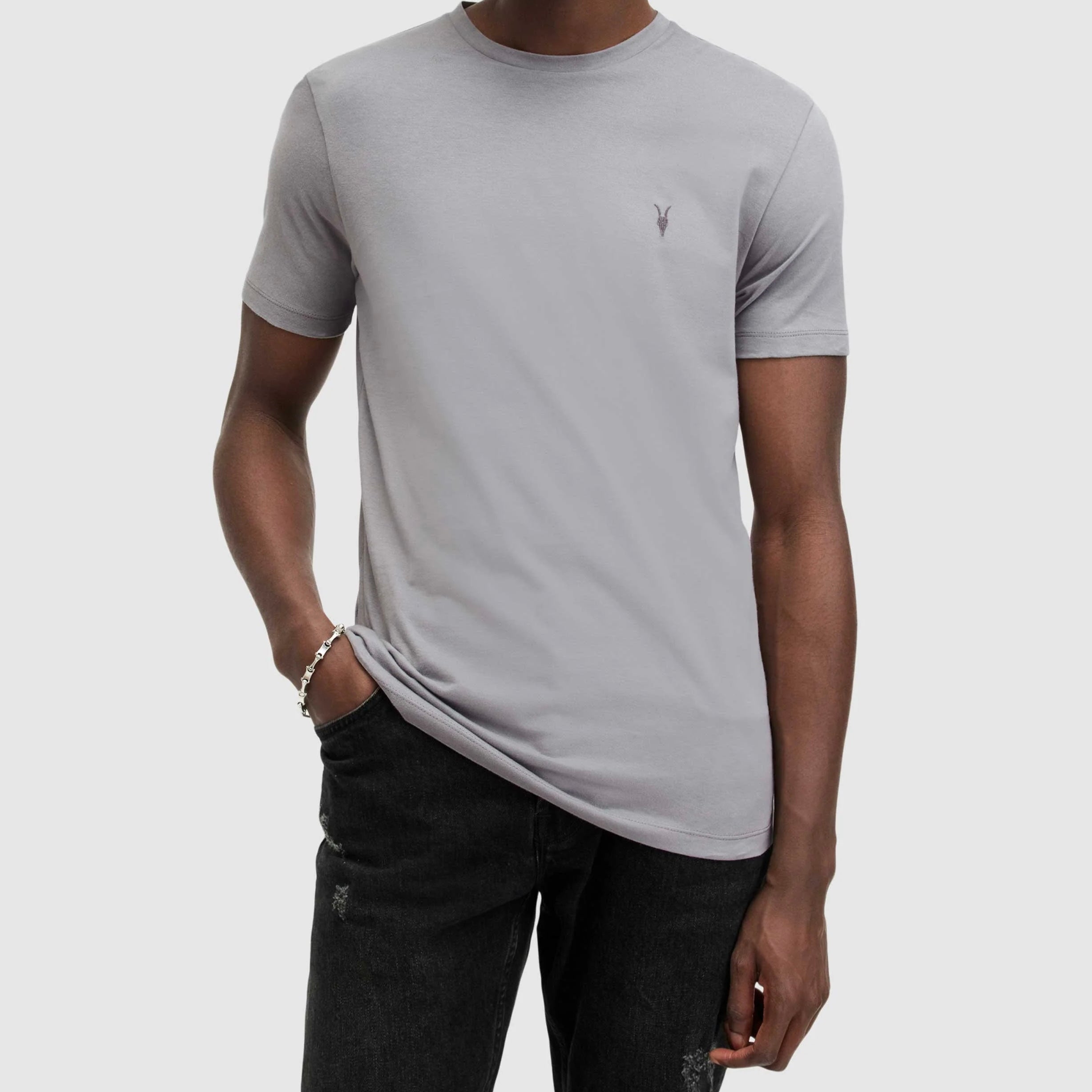 A.l.l.S.a.i.n.t.s Brace Brushed Cotton Crew Neck Gray