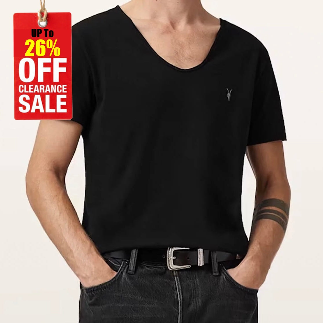 A.L.L.S.A.I.T.N.S Tonic Scoop Neck Slim Ramskull Black T-Shirt