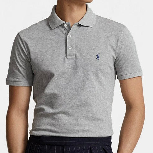 P.o-L.O R.A-L.P.H L.A.U-R.E.N Mesh Polo Shirt Custom Slim Fit  Newport Gray