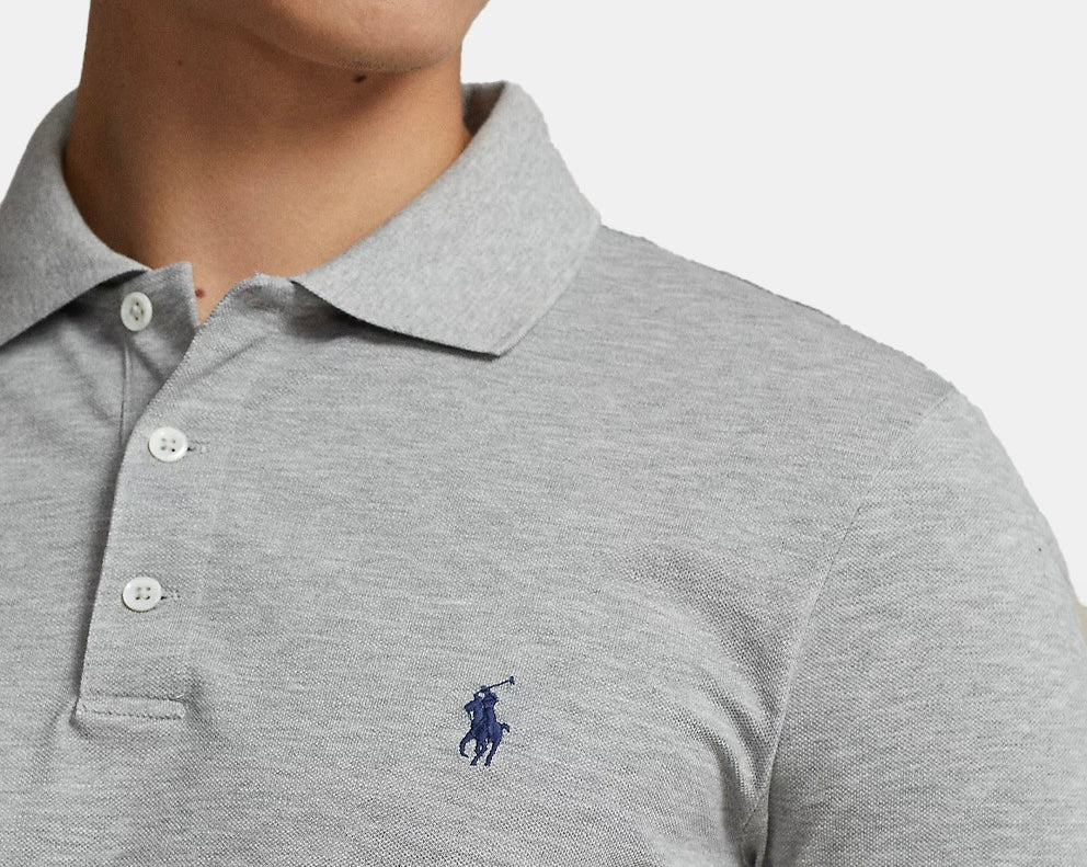 P.o-L.O R.A-L.P.H L.A.U-R.E.N Mesh Polo Shirt Custom Slim Fit  Newport Gray