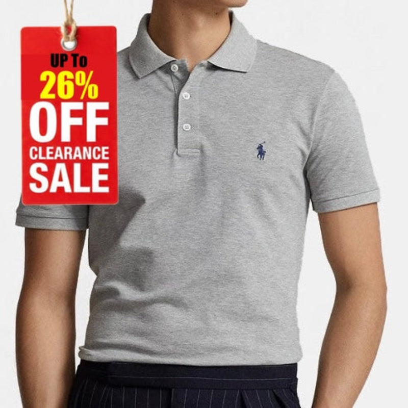 P.o-L.O R.A-L.P.H L.A.U-R.E.N Mesh Polo Shirt Custom Slim Fit  Newport Gray