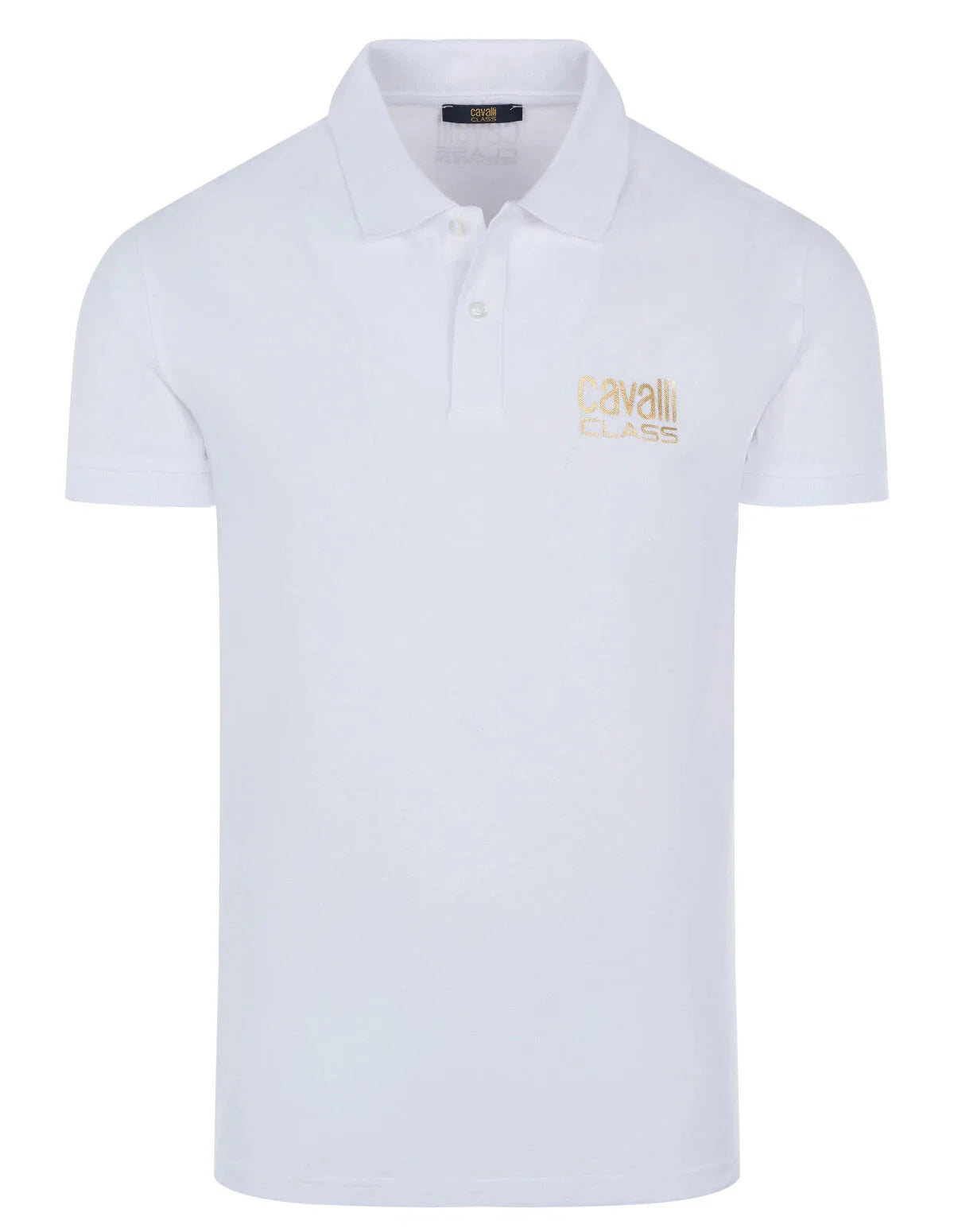 C.a.V-A.L.L.I C.L.A.S.S White short sleeve polo shirt with lettering "C.a.v.a.l.l.i C.l.a.s.s"