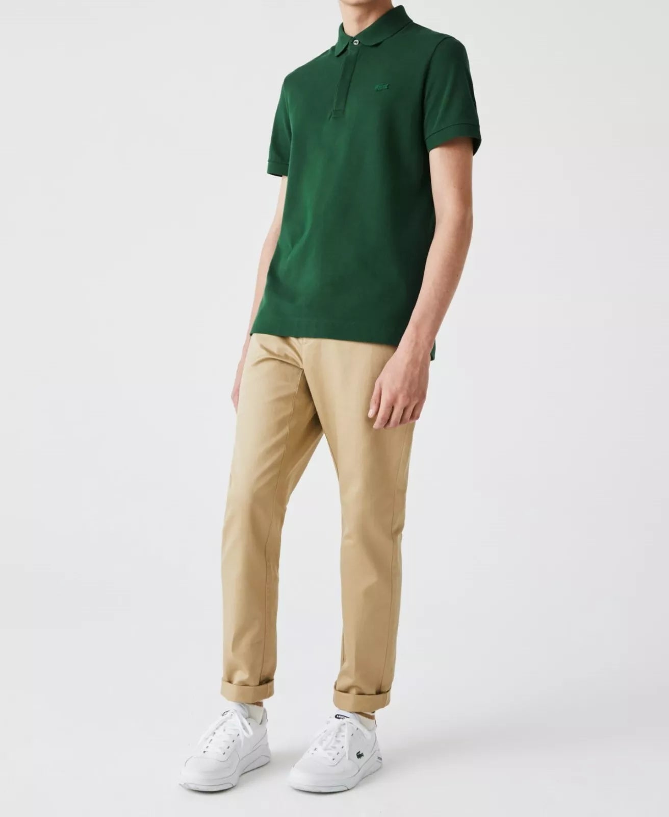 L.a.C.O-S.T.E. P.O.L.O. shirt Slim Fit Paris Stretch Pique Polo Shirt Green