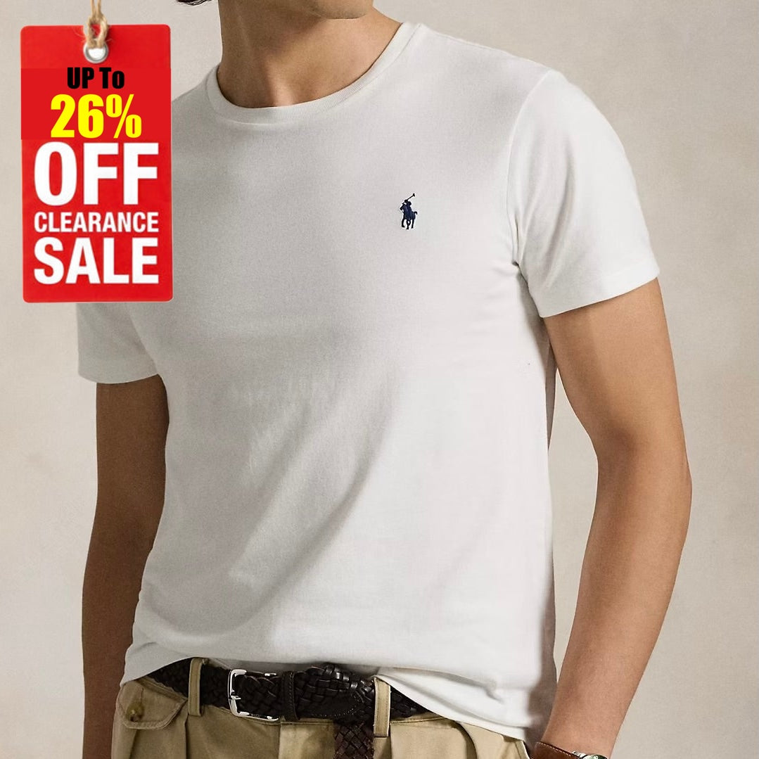 P.o-L.O R.A-L.P.H L.A.U-R.E.N Jersey Crewneck Custom Slim Fit T-Shirt White