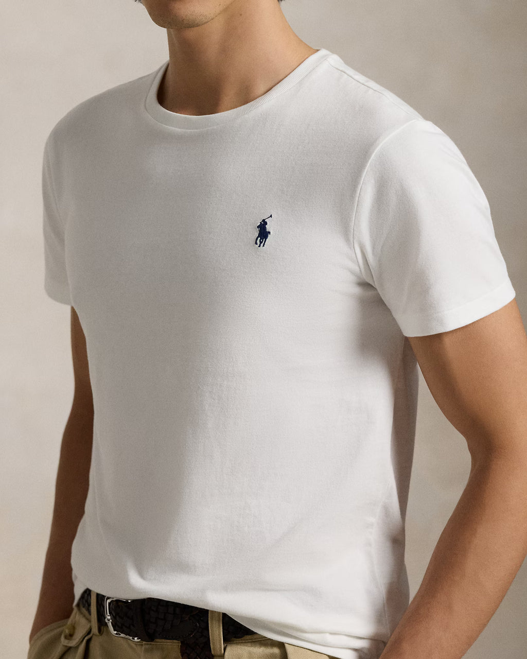 P.o-L.O R.A-L.P.H L.A.U-R.E.N Jersey Crewneck Custom Slim Fit T-Shirt White