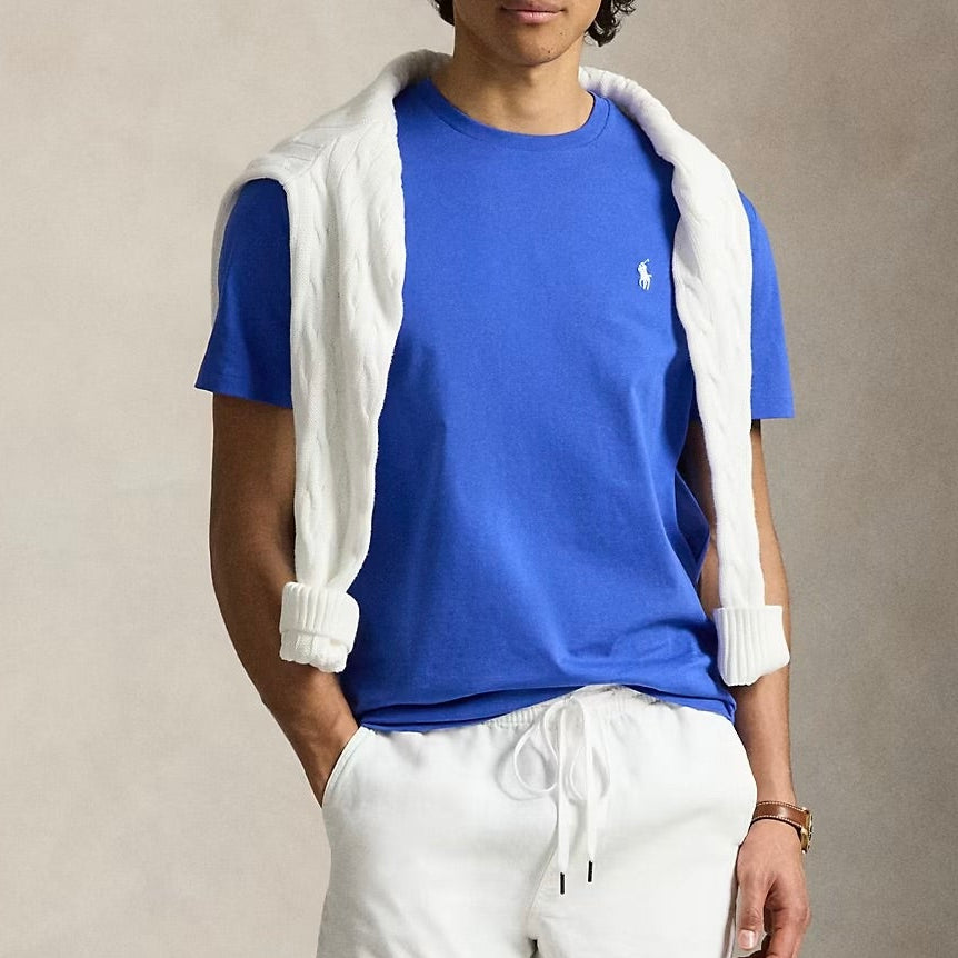 P.o-L.O R.A-L.P.H L.A.U-R.E.N Jersey Crewneck Custom Slim Fit T-Shirt Iris Blue