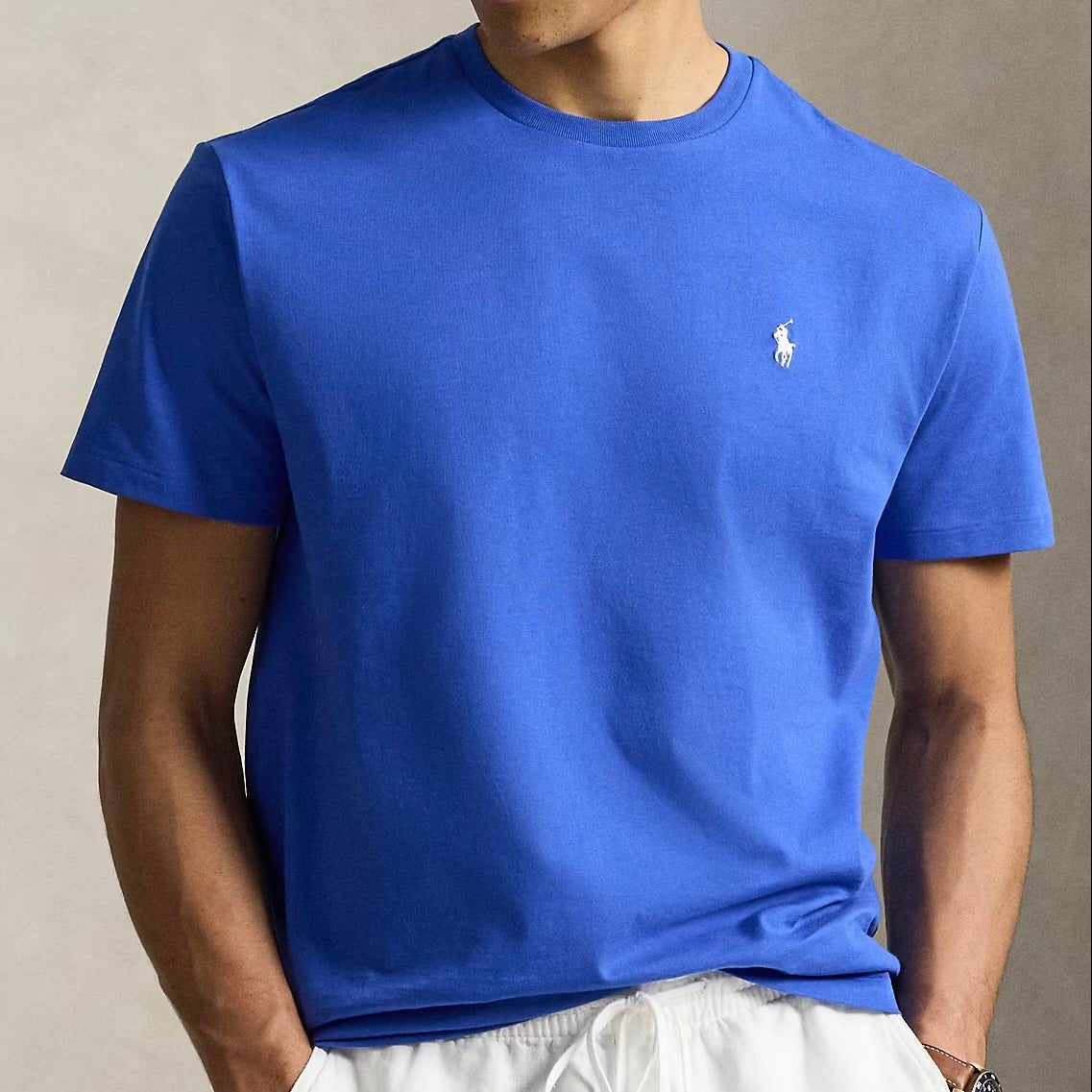 P.o-L.O R.A-L.P.H L.A.U-R.E.N Jersey Crewneck Custom Slim Fit T-Shirt Iris Blue