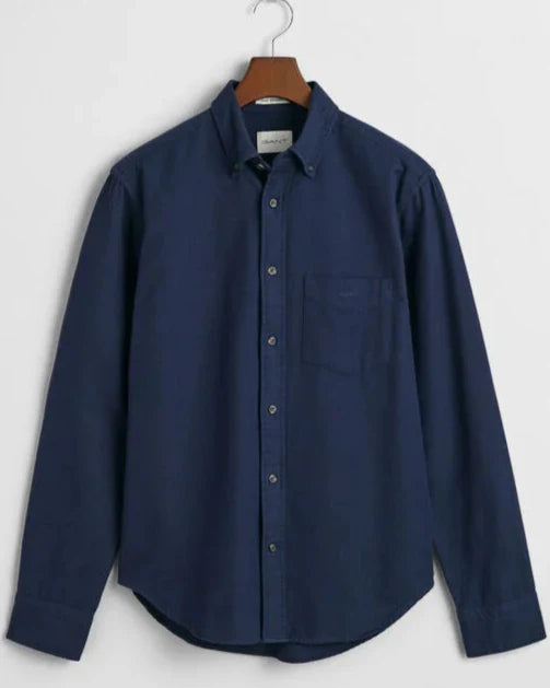 G.a-n.t Reg Herringbone Flannel Shirt blue Marine