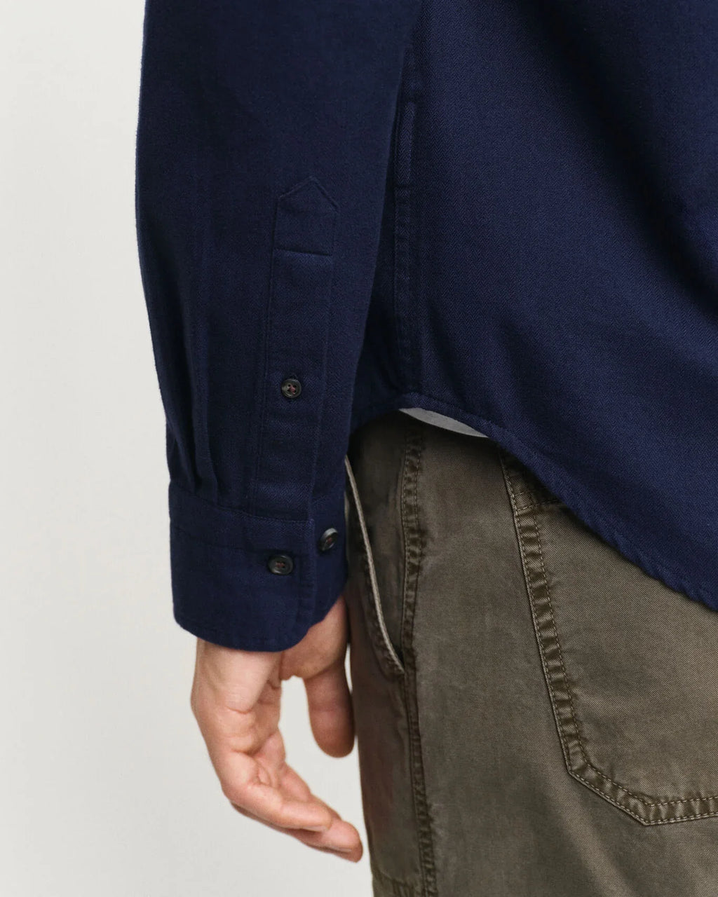G.a-n.t Reg Herringbone Flannel Shirt blue Marine